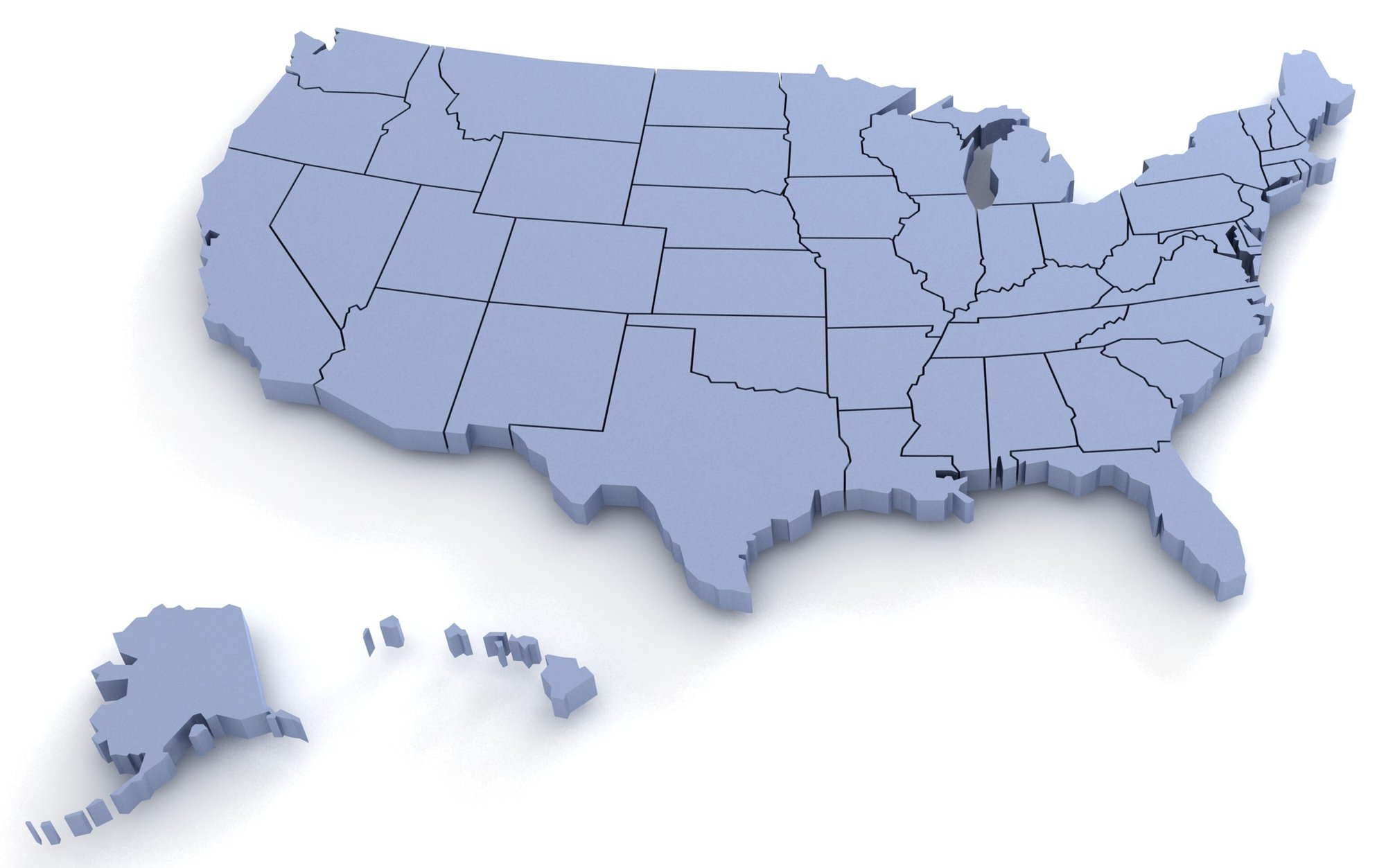 US Map 3d render